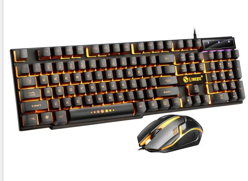Limei GTX300 mechanical gaming keyboard and mouse set with backlit keys in black and white colour option