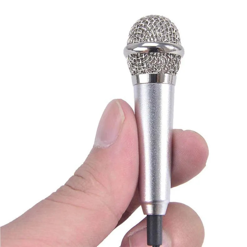 Blue metallic mini condenser karaoke microphone with 3.5mm plug for Android phones.