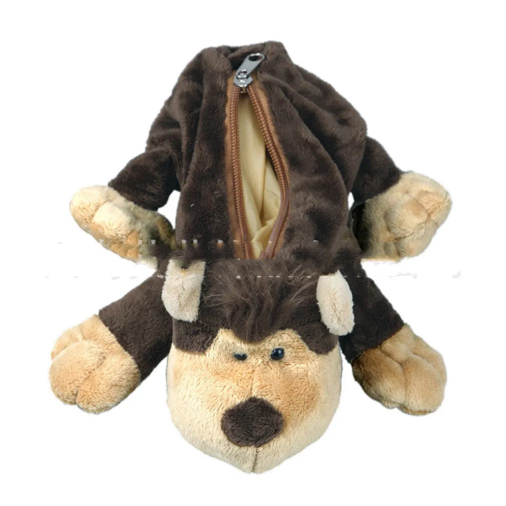Soft plush Korean cartoon animal pencil case for children with animal designs