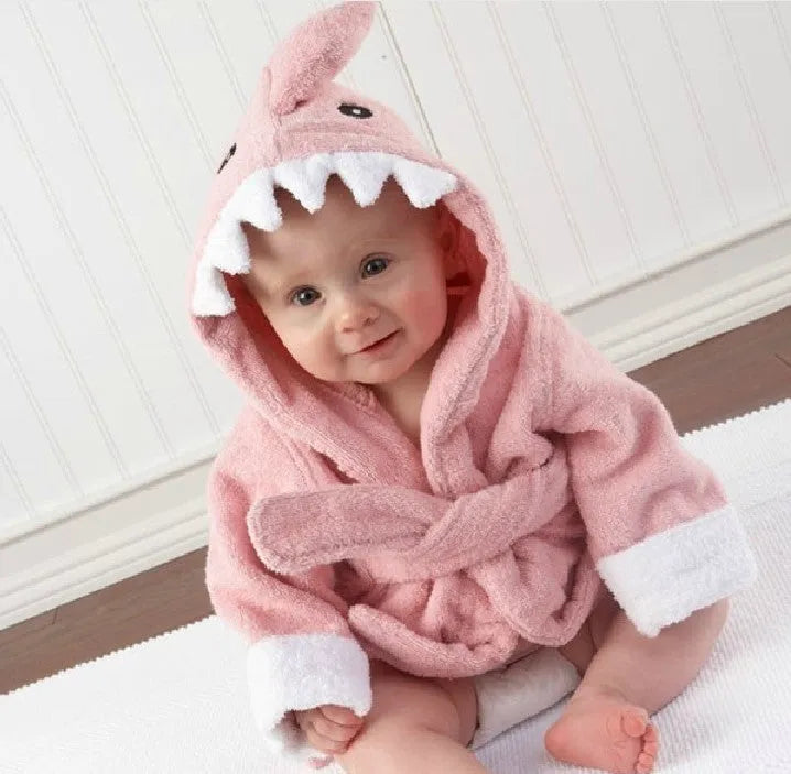 Children's soft cotton hooded animal-shaped bathrobe in panda pattern with hood