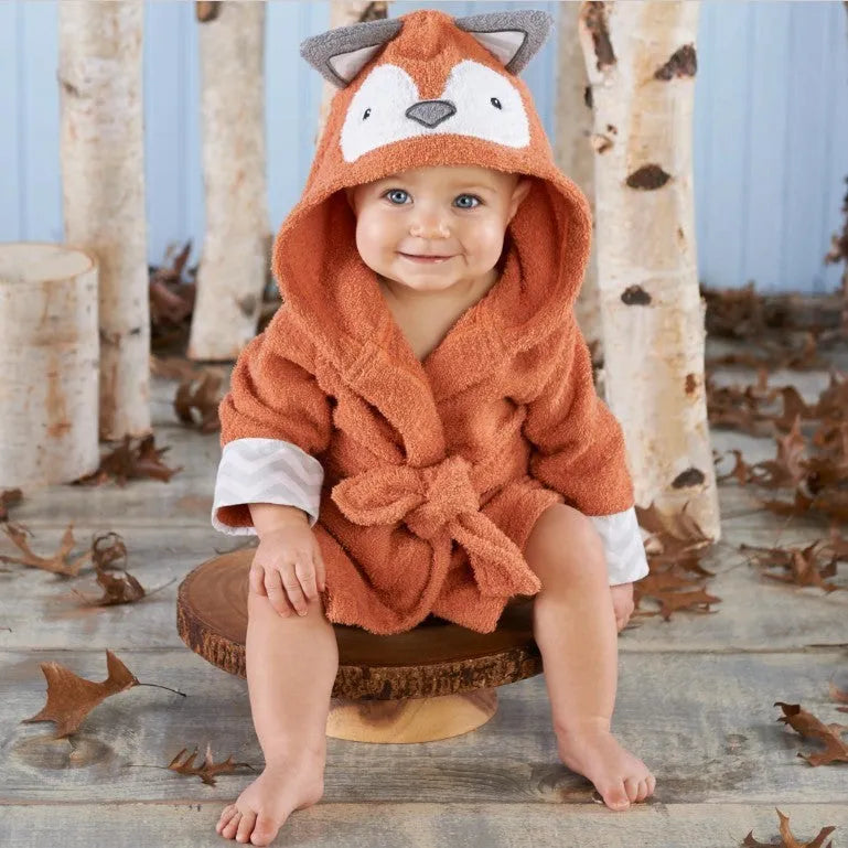 Children's soft cotton hooded animal-shaped bathrobe in panda pattern with hood