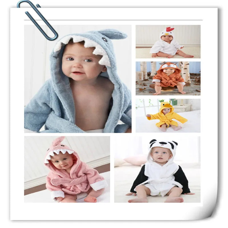 Children's soft cotton hooded animal-shaped bathrobe in panda pattern with hood