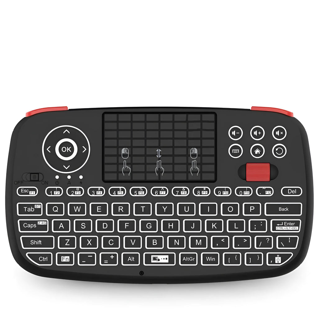 i4 dual mode Bluetooth and 2.4g wireless mini keyboard with multimedia keys in black