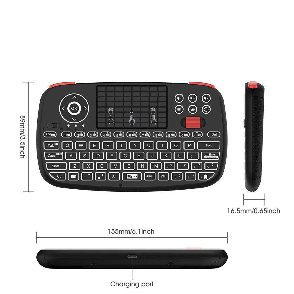 i4 dual mode Bluetooth and 2.4g wireless mini keyboard with multimedia keys in black