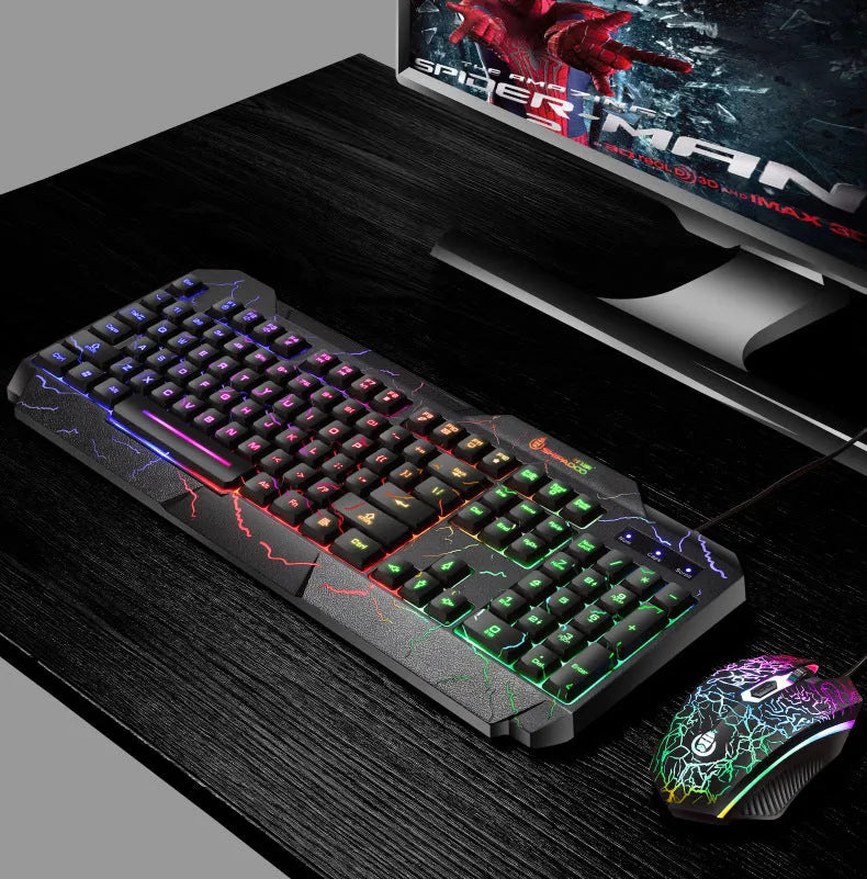 Luminous 4D gaming keyboard and mouse set wired USB backlight 2400dpi optical mouse 1.5m cable
