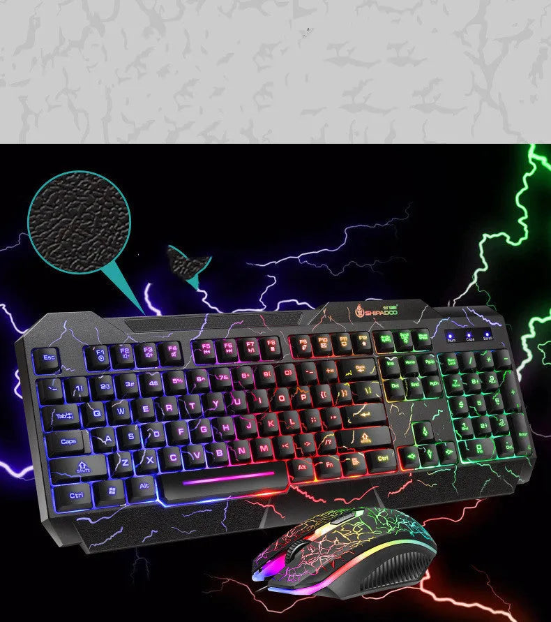 Luminous 4D gaming keyboard and mouse set wired USB backlight 2400dpi optical mouse 1.5m cable