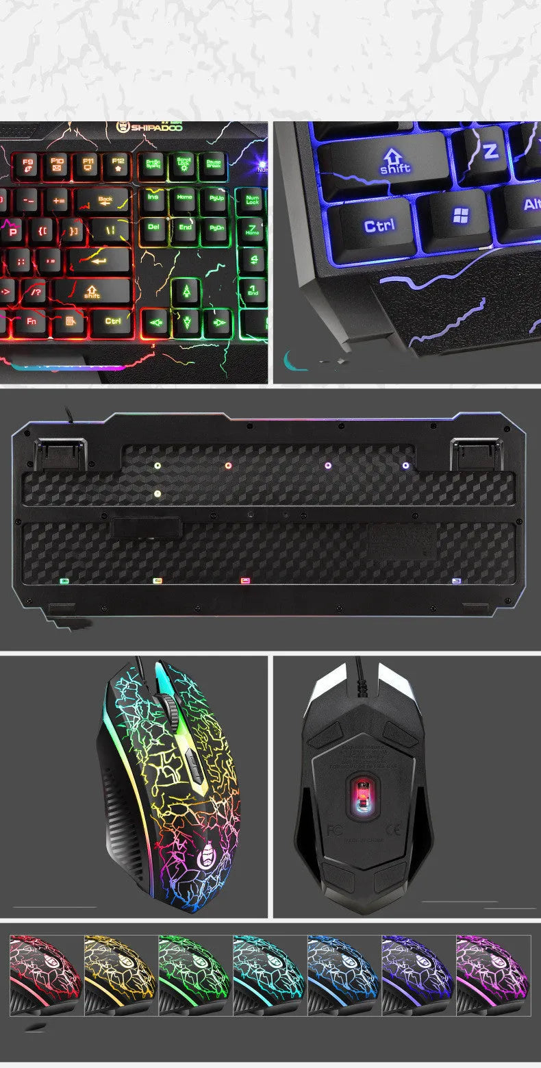 Luminous 4D gaming keyboard and mouse set wired USB backlight 2400dpi optical mouse 1.5m cable