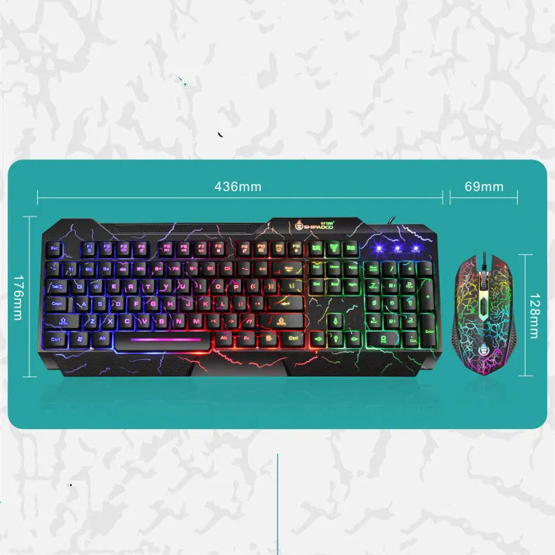 Luminous 4D gaming keyboard and mouse set wired USB backlight 2400dpi optical mouse 1.5m cable