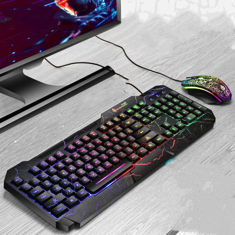 Luminous 4D gaming keyboard and mouse set wired USB backlight 2400dpi optical mouse 1.5m cable