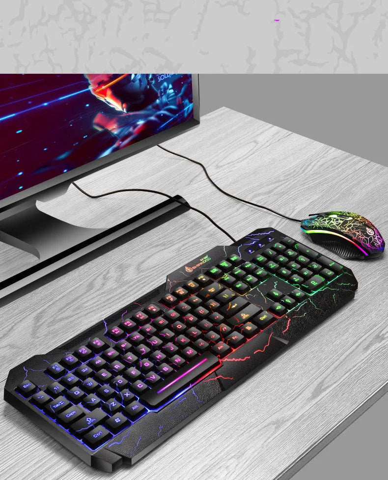 Luminous 4D gaming keyboard and mouse set wired USB backlight 2400dpi optical mouse 1.5m cable