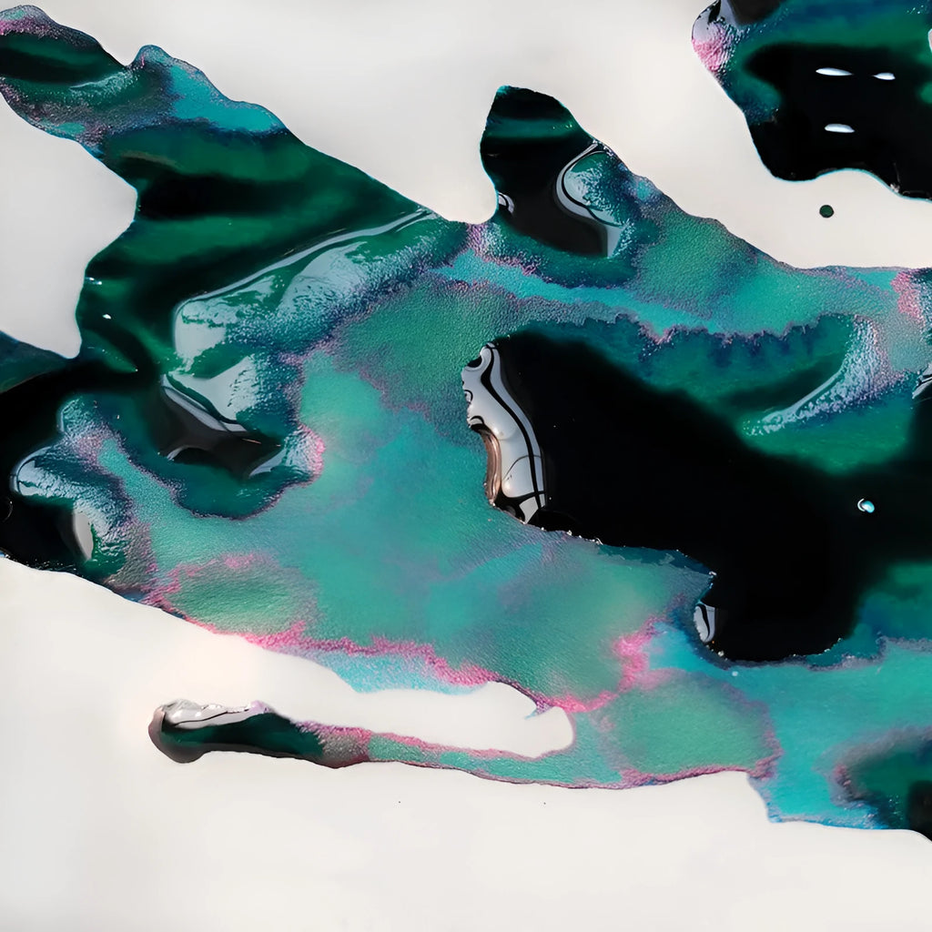 Gradient colour fountain pen ink with gold powder particles in Red Tide and Truffle colours