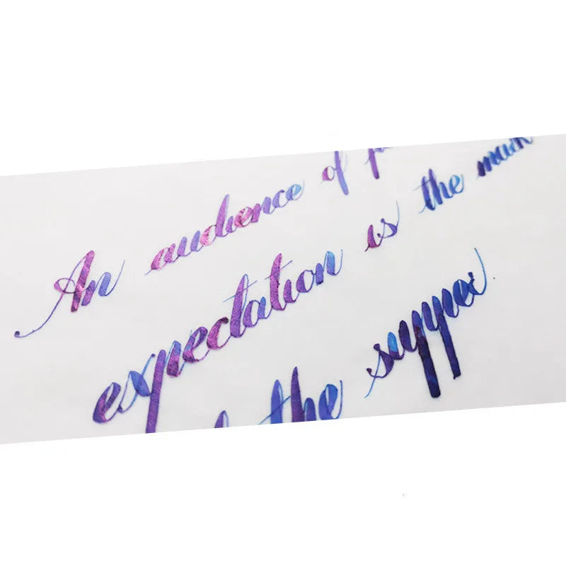 Gradient colour fountain pen ink with gold powder particles in Red Tide and Truffle colours