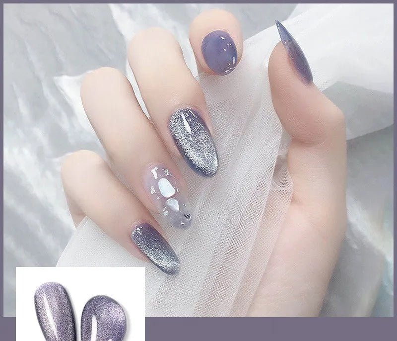 Milk Tea Crystal Stone Cat Eye Nail Polish 10ml bottle with magnetic shimmer effect in multiple colours