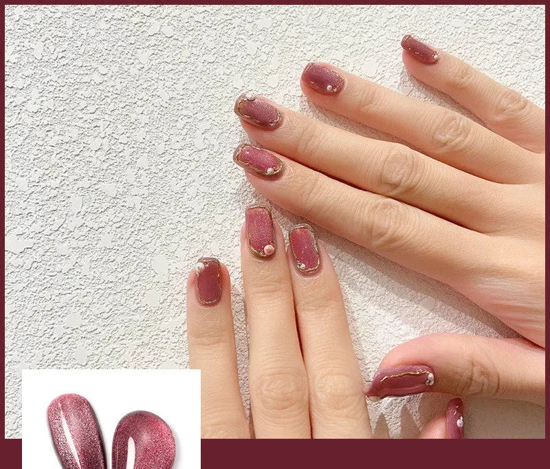 Milk Tea Crystal Stone Cat Eye Nail Polish 10ml bottle with magnetic shimmer effect in multiple colours