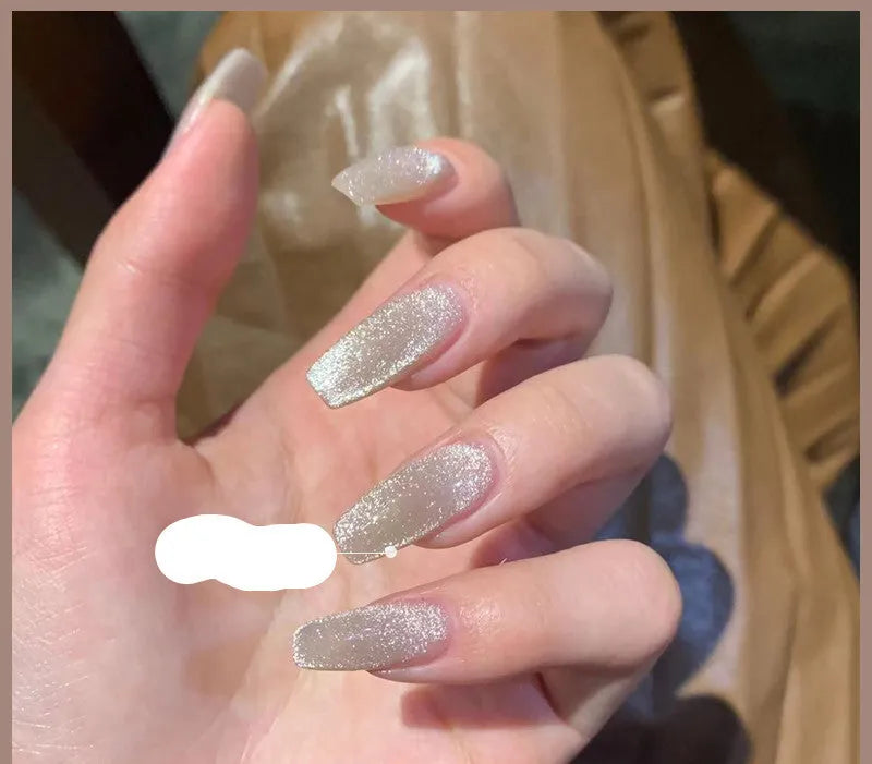 Milk Tea Crystal Stone Cat Eye Nail Polish 10ml bottle with magnetic shimmer effect in multiple colours