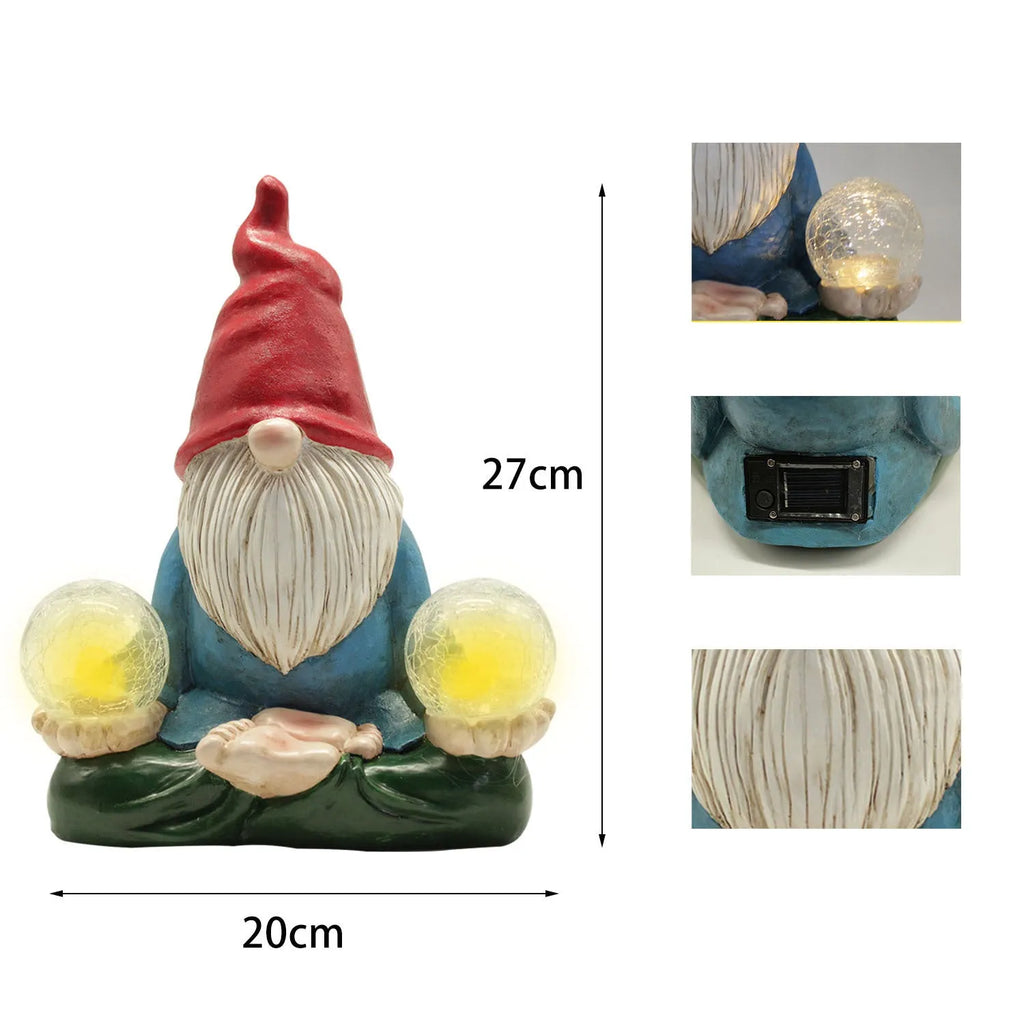 Solar LED resin dwarf doll garden ornament with faceless old man design