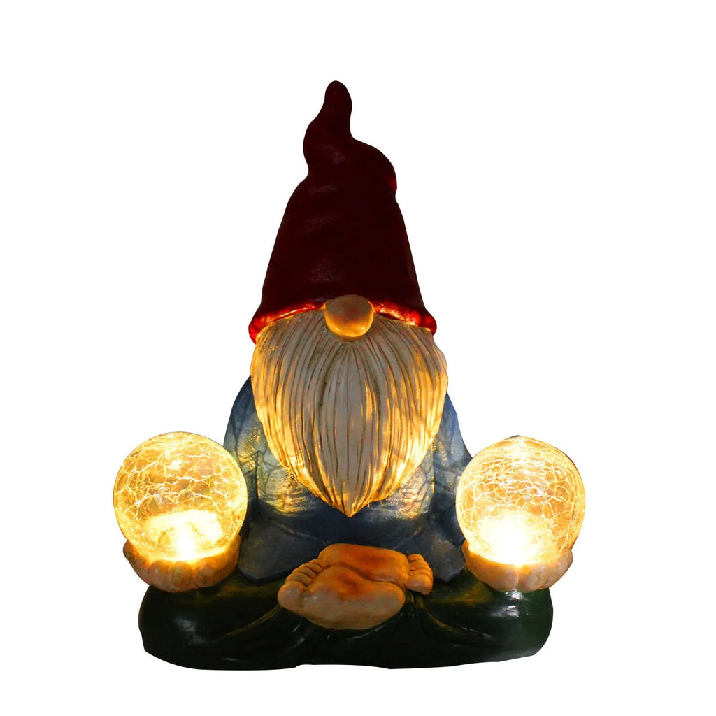 Solar LED resin dwarf doll garden ornament with faceless old man design