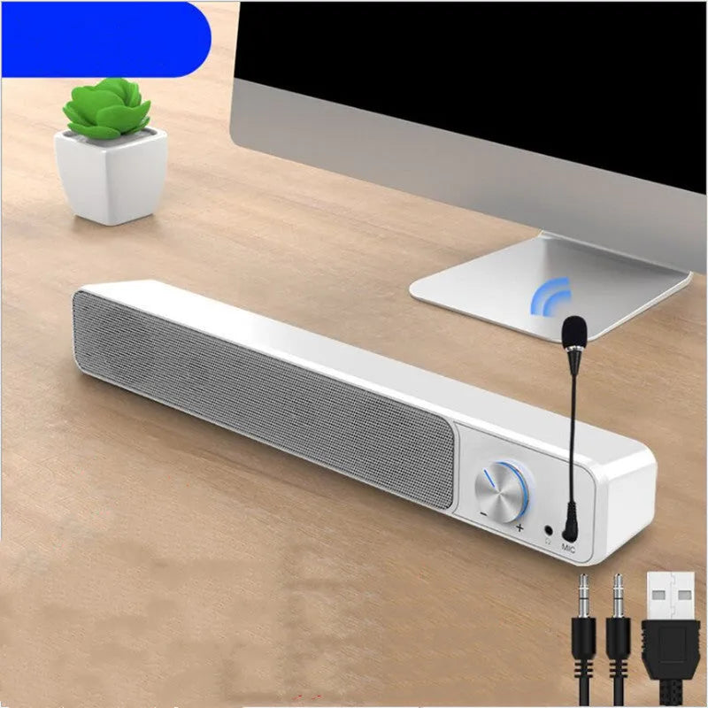 G18 black and white desktop computer speakers with 2.0 channel audio and USB connectivity