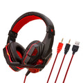 Wired gaming headset with light-up feature and braided cable in black red colour option