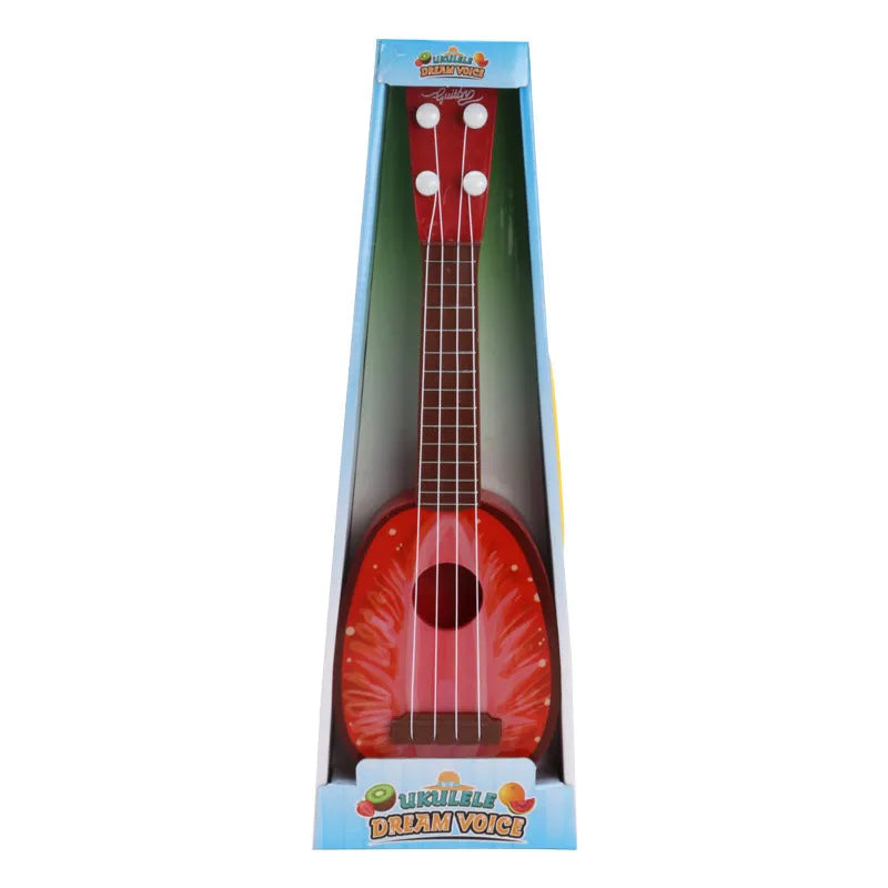 Retro guitar toy simulation ukulele for children measuring 38cm high in colour box packaging