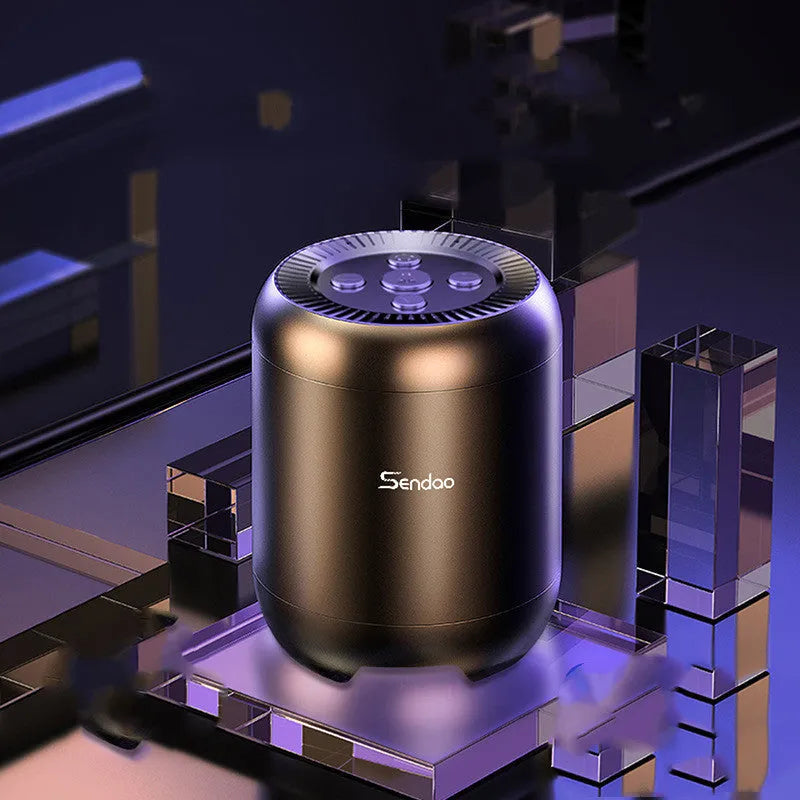 Black or white wireless Bluetooth speaker with card reader slot and compact 90x73x73mm dimensions