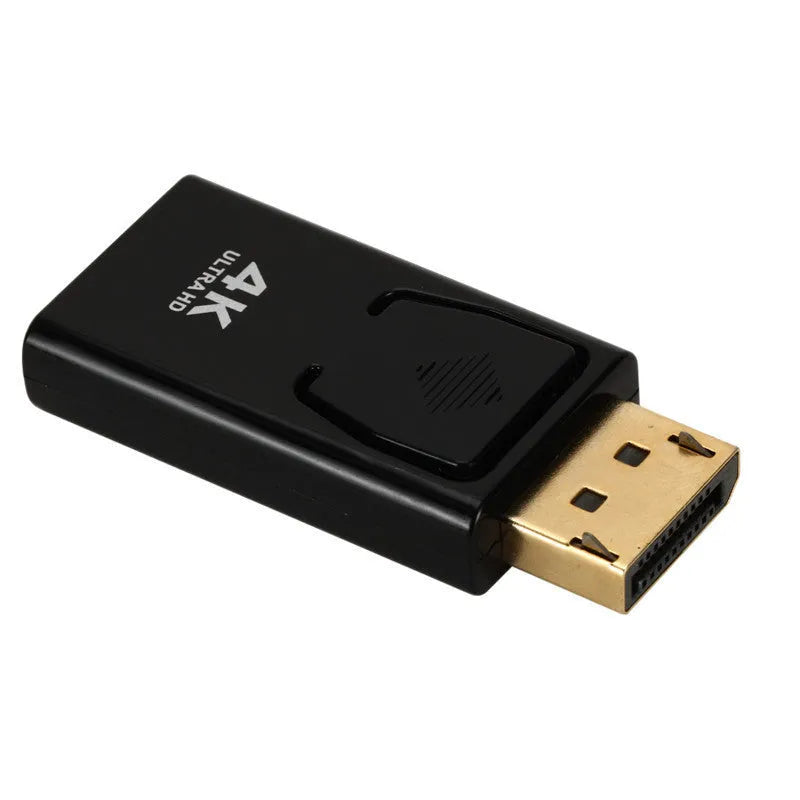 Black DisplayPort to HDMI adapter supporting 4K resolution with copper core wiring