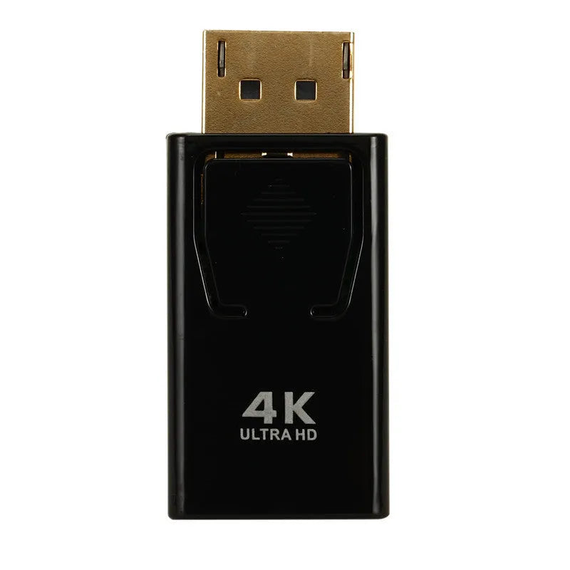 Black DisplayPort to HDMI adapter supporting 4K resolution with copper core wiring