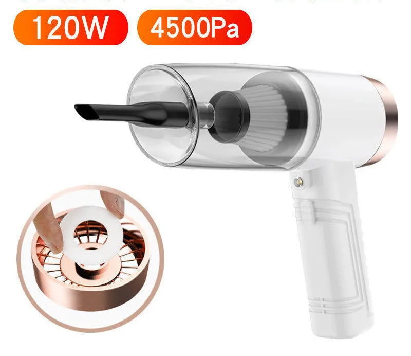 Black handheld car vacuum cleaner with accessories on 5 metre cord for 12V vehicle and home use