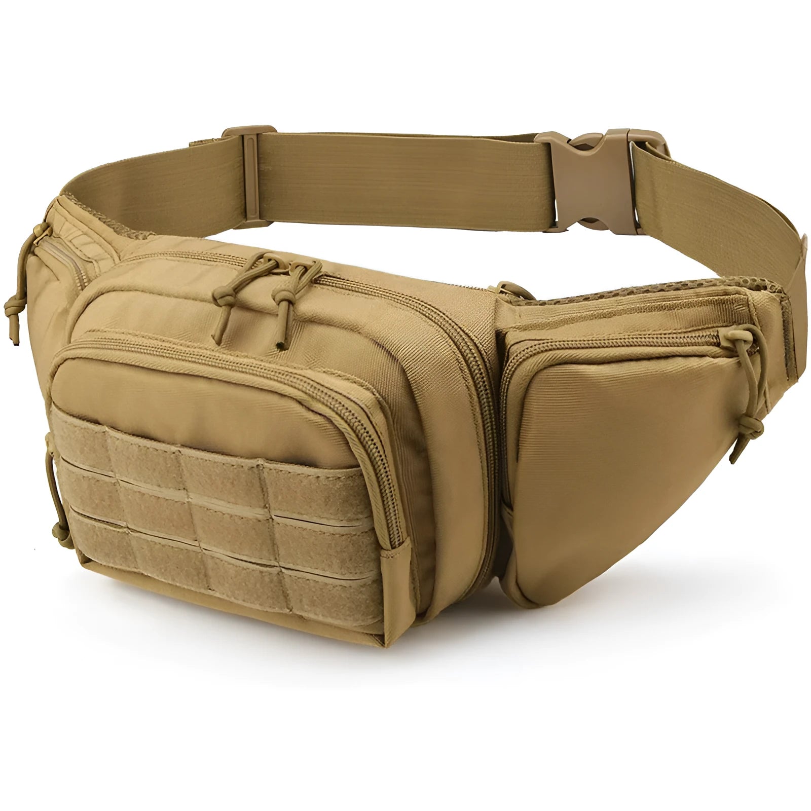 Tactical multifunctional waist bag with adjustable webbing belt in black colour