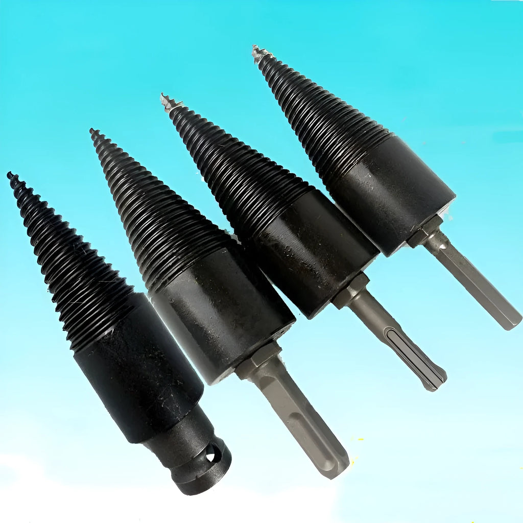 Hexagonal wood splitting drill bit for electric tools in 32mm and 42mm sizes for firewood processing
