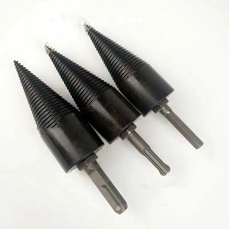 Hexagonal wood splitting drill bit for electric tools in 32mm and 42mm sizes for firewood processing