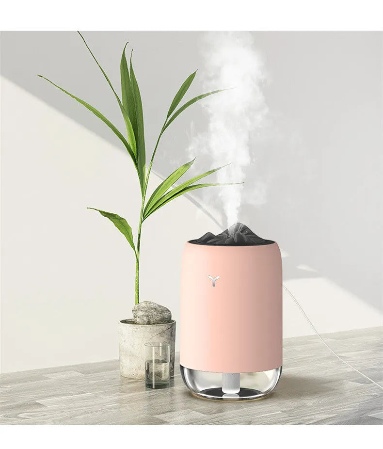 Magic Flame columnar ultrasonic humidifier diffuser in light blue pink or white colours