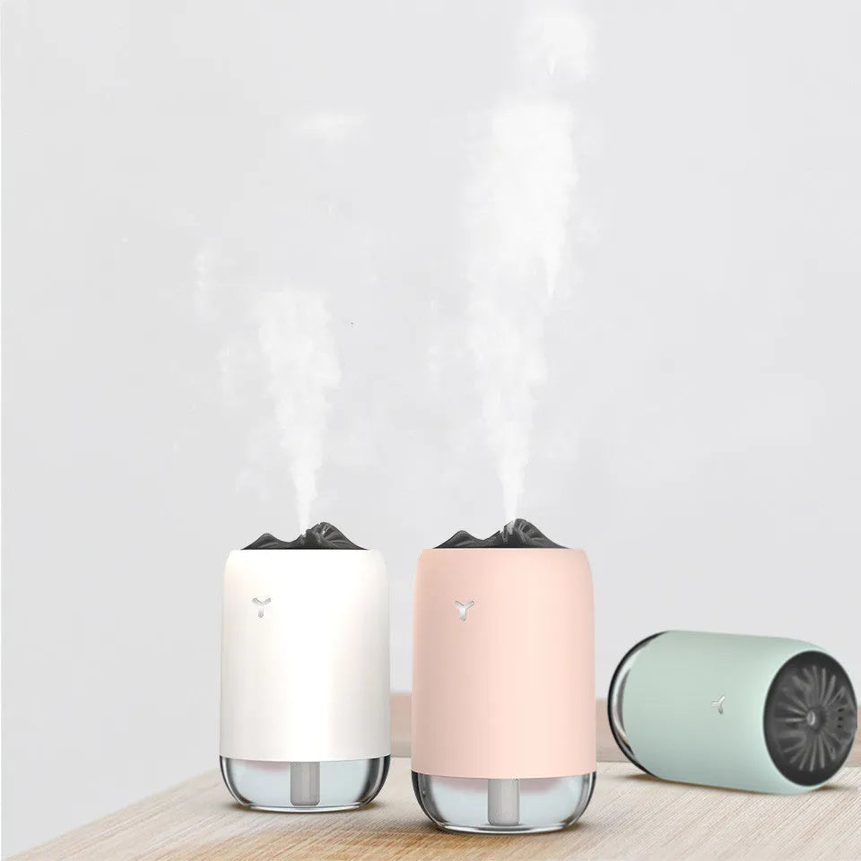 Magic Flame columnar ultrasonic humidifier diffuser in light blue pink or white colours