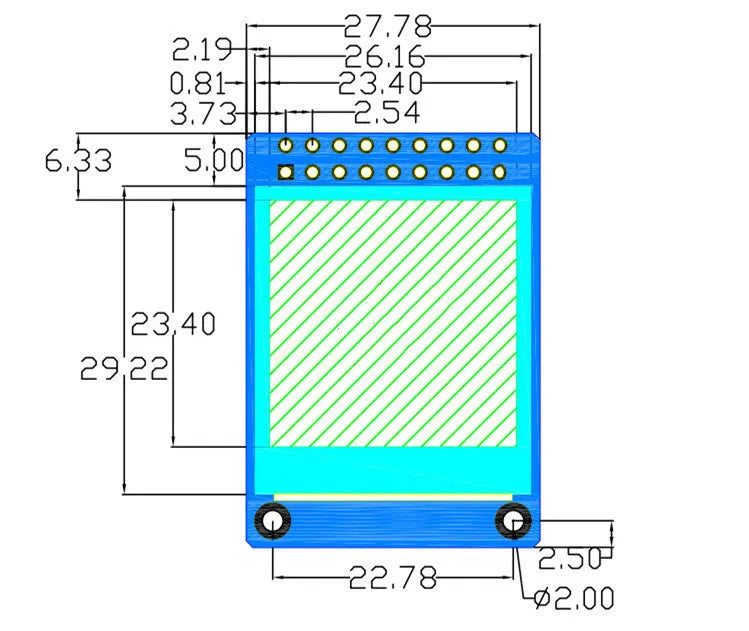 1.3-inch square IPS LCD display module with 240x240 resolution and an 18-pin connector.