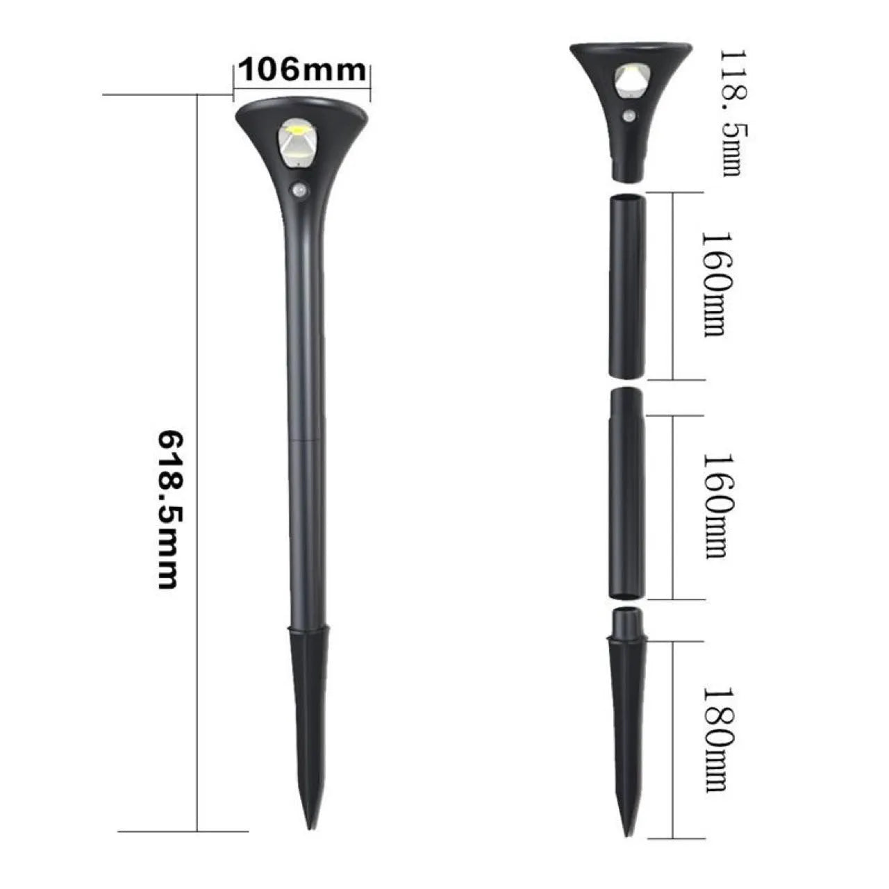 Solar induction ground plug light with lamp pole for garden pathway illumination