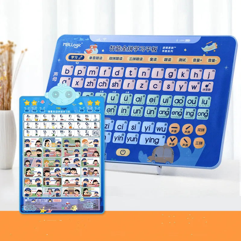 Chinese spelling training wall chart educational toy with plastic tablet and pinyin cards for children ages 2-8
