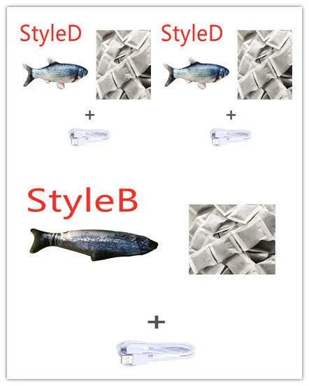 USB rechargeable electric jumping fish cat toy in multicolour 30cm PP construction