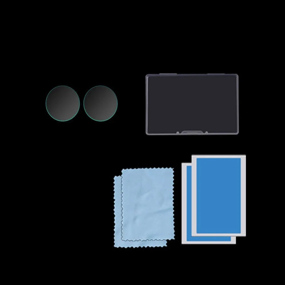 Black tempered glass screen protector for Insta360 ONE X2 camera lens with 97mm by 64mm dimensions.