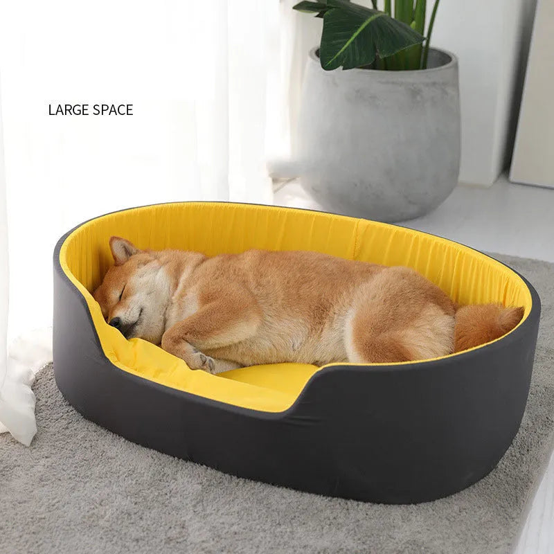 Washable cloth pet kennel for cats and dogs in black or green, shown in three sizes