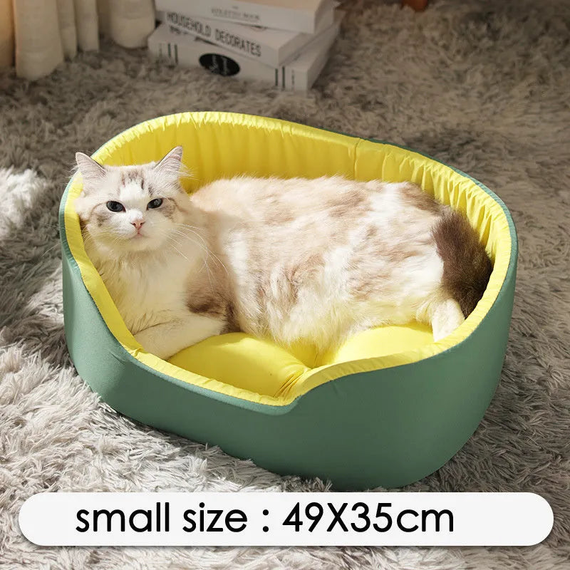 Washable cloth pet kennel for cats and dogs in black or green, shown in three sizes