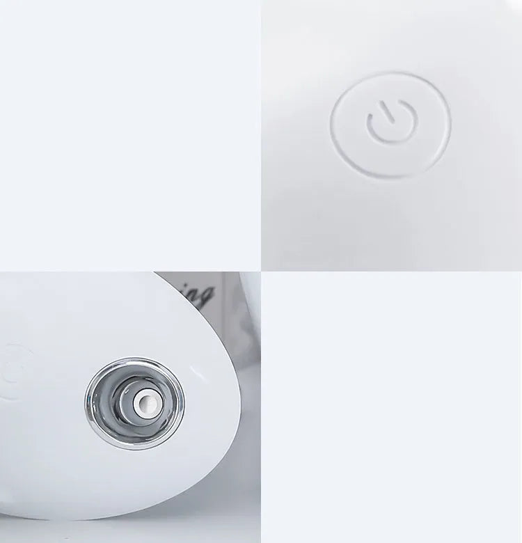 Round white silent USB aromatherapy humidifier with mist spray and 800ml water tank.