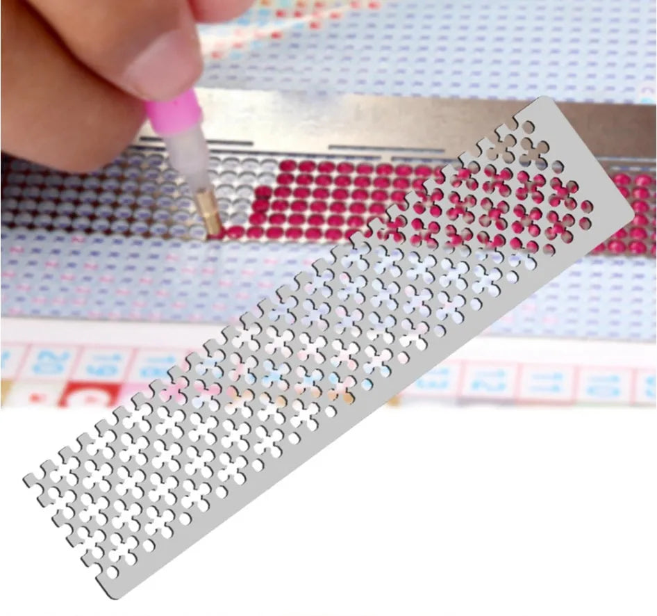 Stainless steel diamond painting mesh ruler 15x3cm for drill alignment
