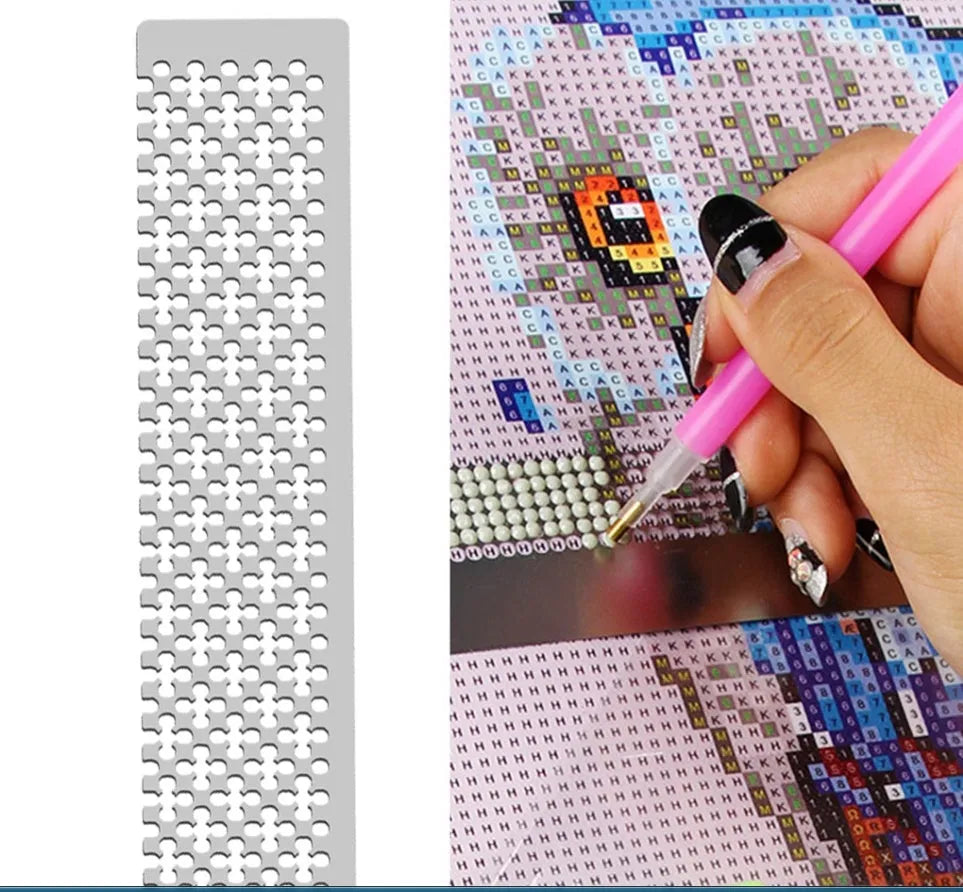 Stainless steel diamond painting mesh ruler 15x3cm for drill alignment