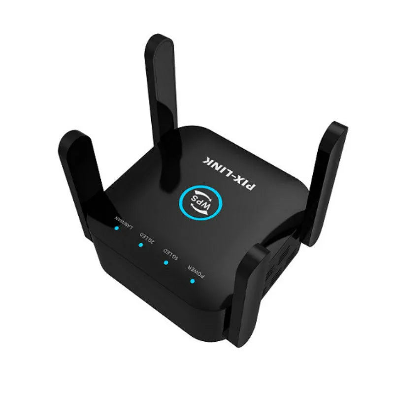 PIXLINK AC24 dual-band wireless router in black or white with UK power adapter