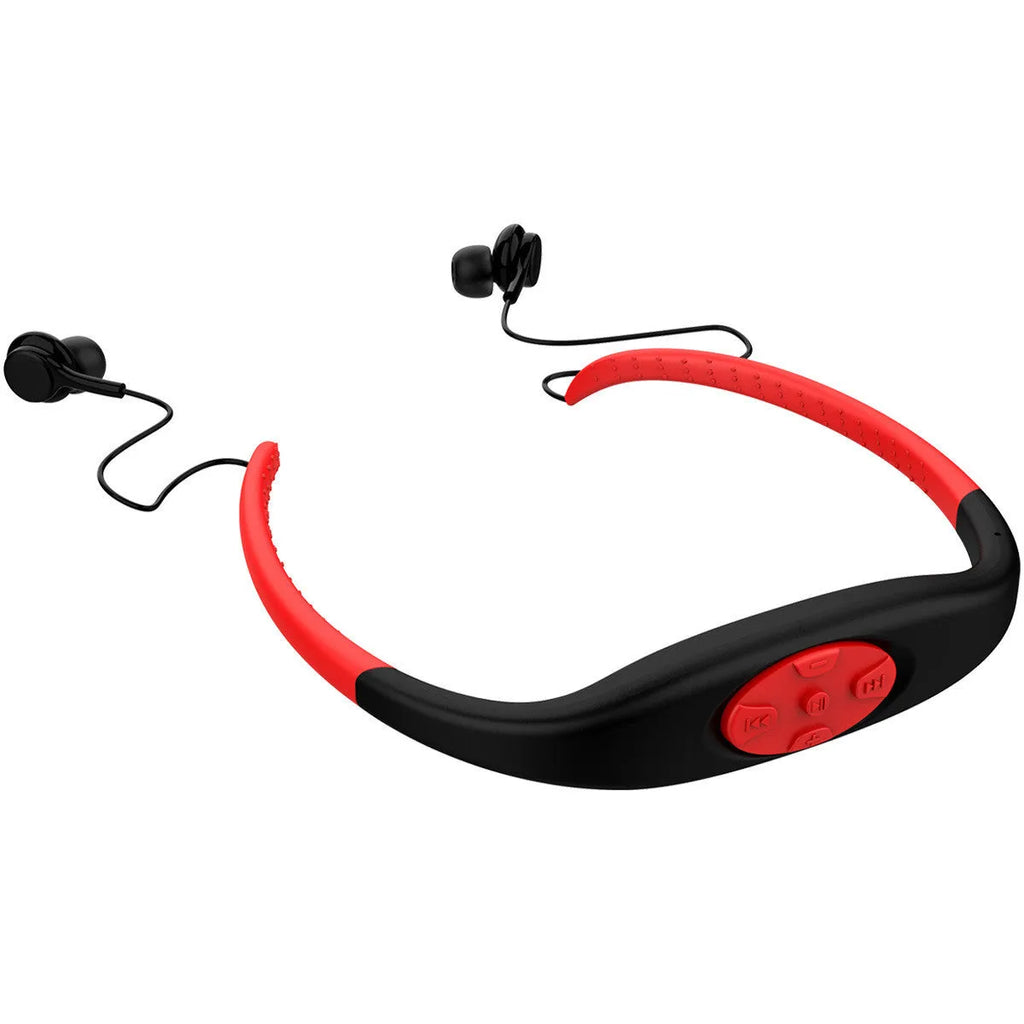 2in1 IPX8 waterproof Bluetooth earphone and MP3 player with neckband in black