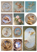 Pack of 11 angel character sticker sheets in photo colour, each measuring between 4 and 9 cm.