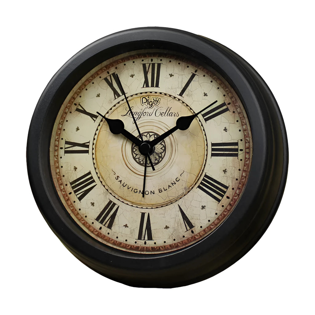 European retro style round desk clock with silent sweep movement and alarm function