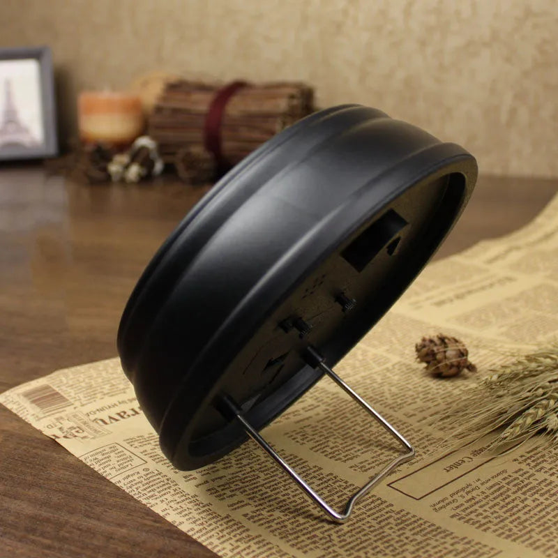 European retro style round desk clock with silent sweep movement and alarm function