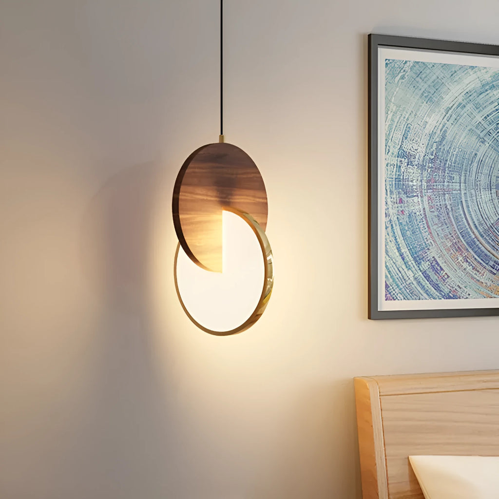 Long-line solid walnut wood wall chandelier with a simple modern design.