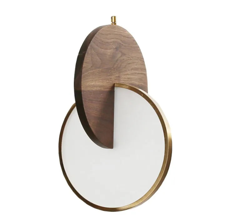 Long-line solid walnut wood wall chandelier with a simple modern design.